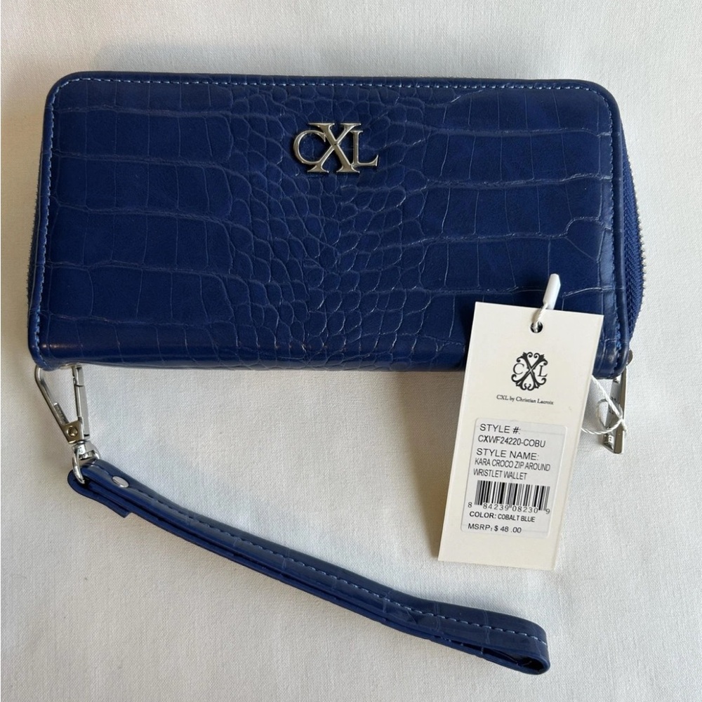 Christian Lacroix Royal Blue Embossed Wristlet